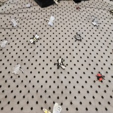 Ткань Сетка с вышивкой (насекомые), 1876